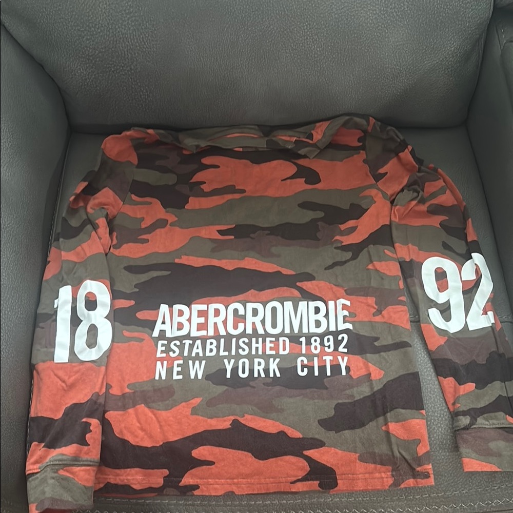 Abercrombie Kids Orange, Green and Brown Camouflage Tee